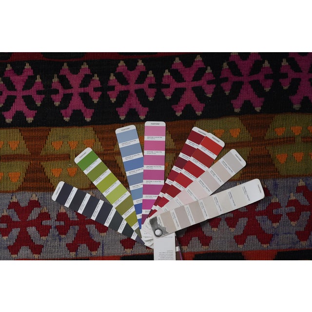 Ruby Red Tribal Flat Woven Turkish Striped Kilim Runner 3'2'' X 14'9'' For Sale - Image 8 of 9