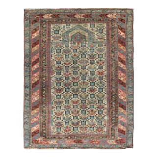 Late 19th Century Antique Caucasian Fine Shirvan Rug in Ivory Background & Multi Colors For Sale