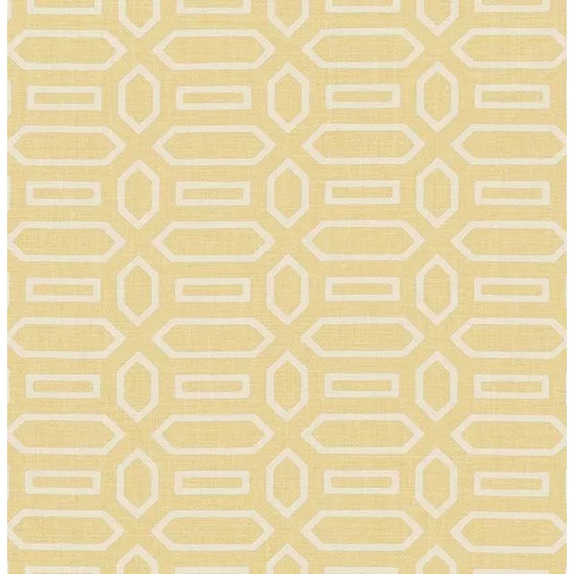 Sample- Schumacher X Veere Grenney Pavillion Fabric in Straw For Sale