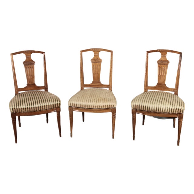 Antique Louis XVI Chairs in Walnut, 1780, Set of 3 For Sale