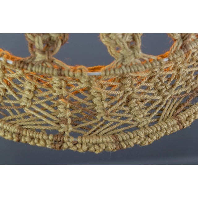 Textile Vintage Handmade Braided Macramé Pendant Light Fixture, 1970s For Sale - Image 7 of 18