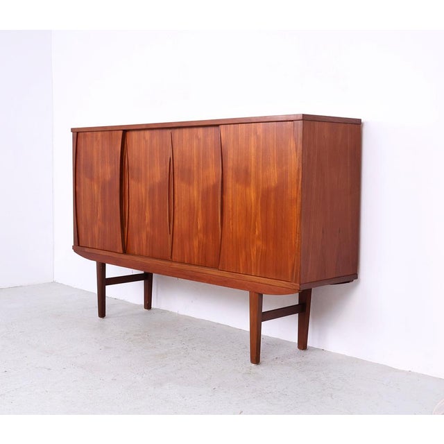 Vintage Teak Highboard or High Sideboard with 4 Sliding Doors, 1960s For Sale - Image 6 of 18