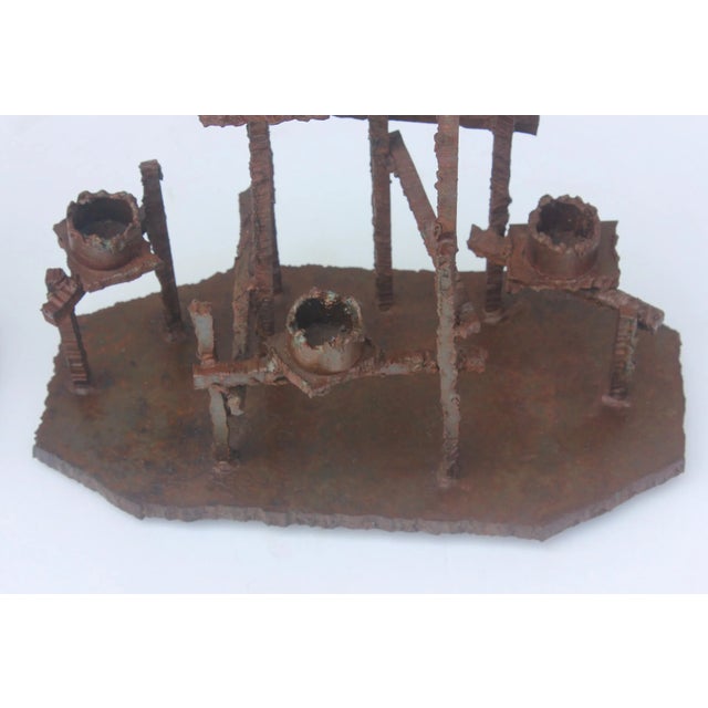 Paul Evans Attributed Welded Steel Brutalist Candlesticks For Sale - Image 11 of 12