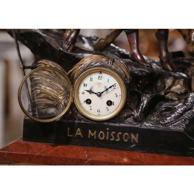 Metal 19th Century French Spelter Clock and Cow Composition Signed E. Picault For Sale - Image 7 of 12
