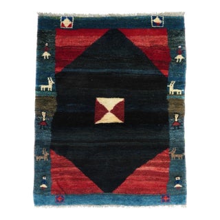 Vintage Gabbeh Rug 3'8'' x 4'10'' For Sale