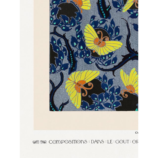 Not Yet Made - Made To Order Butterfly Pochoir Pattern, Art Nouveau Oriental Style, Vintage Art Print Reproduction, 18" × 24" For Sale - Image 5 of 7