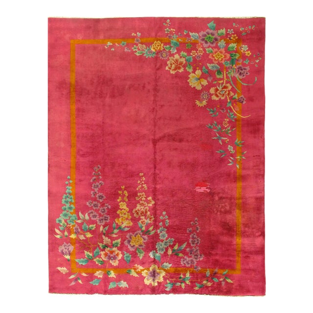 Early 20th Century Antique Chinese Art Deco Rug For Sale