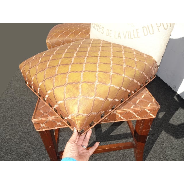 Pair Designer French Country Burnt Orange Bar Stools ...