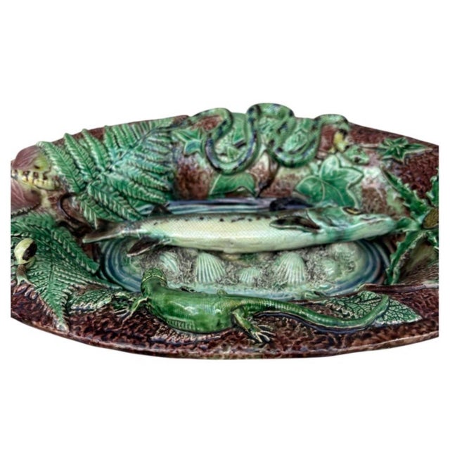 Late 19th Century 19th Century Majolica Palissy Pike Wall Platter For Sale - Image 5 of 10