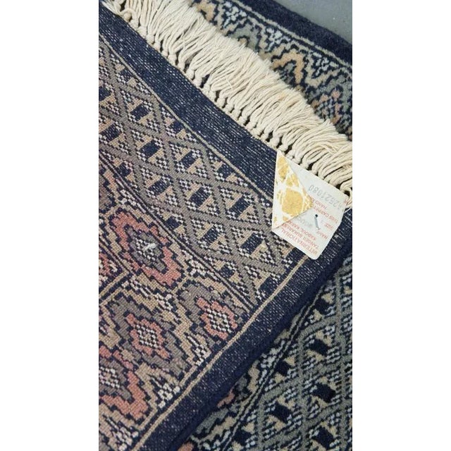 Hand-Knotted Decorative Tablecloth with Fine Pattern in Dark Blue and Red Colours For Sale - Image 6 of 9