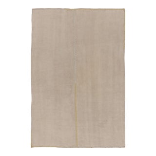 Rug & Kilim’s Contemporary Two-Tone Kilim, Cream White With Yellow Accents For Sale