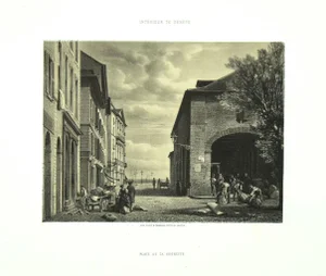 Antonio Fontanesi, interior Geneva Square Grenet, 1854, Lithograph