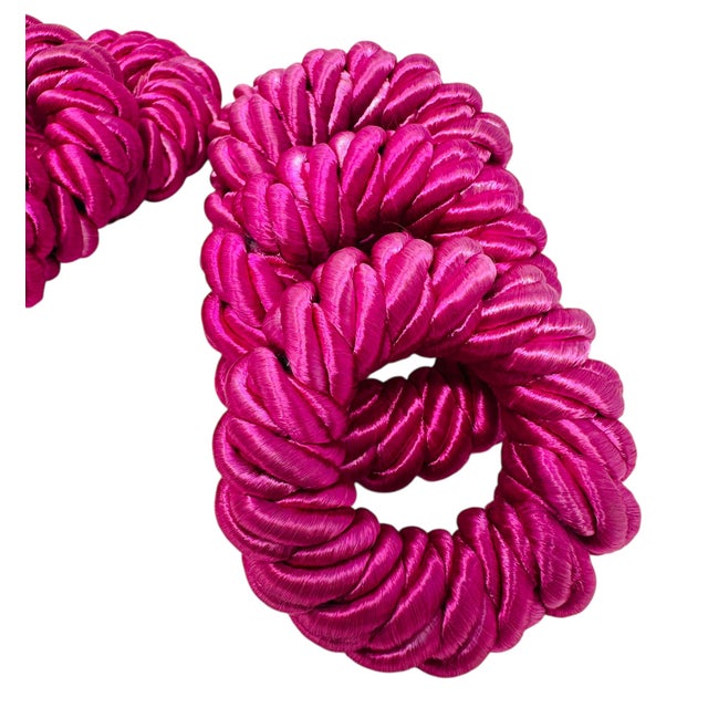 Hot Pink Vintage 90s Hot Pink Fabric Napkin - Rings (Set of 8) For Sale - Image 8 of 10