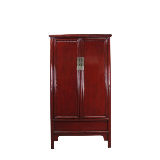 Early 20th Century Red Lacquer Noodle Cabinet For Sale