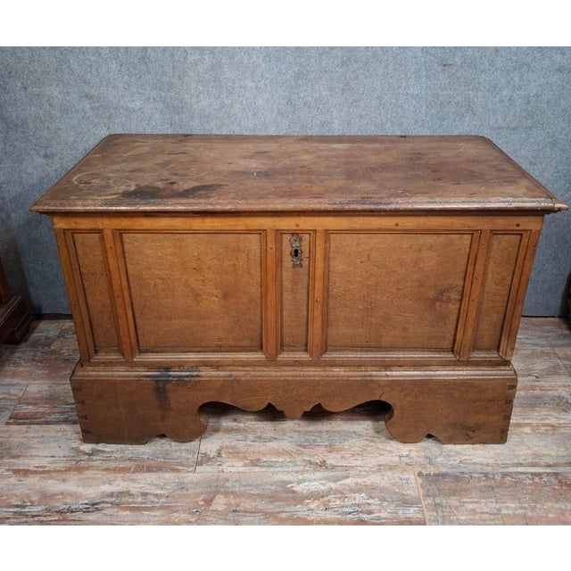 18th Century Rustic Oak Chest with Molded Panels For Sale - Image 3 of 11
