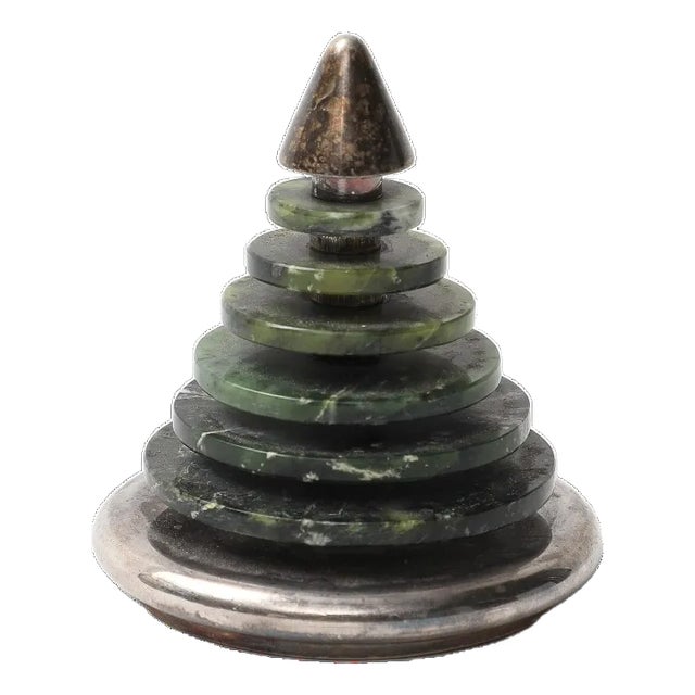 Vintage Bulgari Sterling and Jade Paperweight For Sale