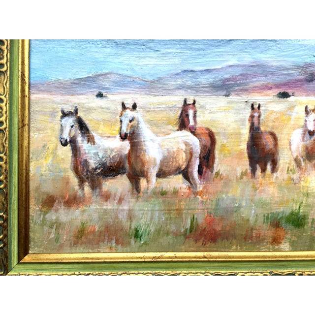 Contemporary Framed Original Painting Landscape Iceland Horses by Valeriya Serova For Sale - Image 3 of 10