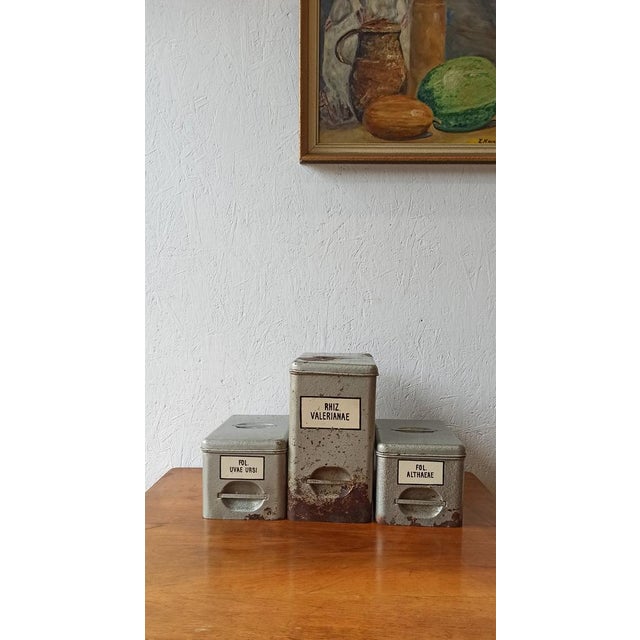 Vintage Metal Pharmacy Containers, 1950s, Set of 3 For Sale - Image 16 of 16