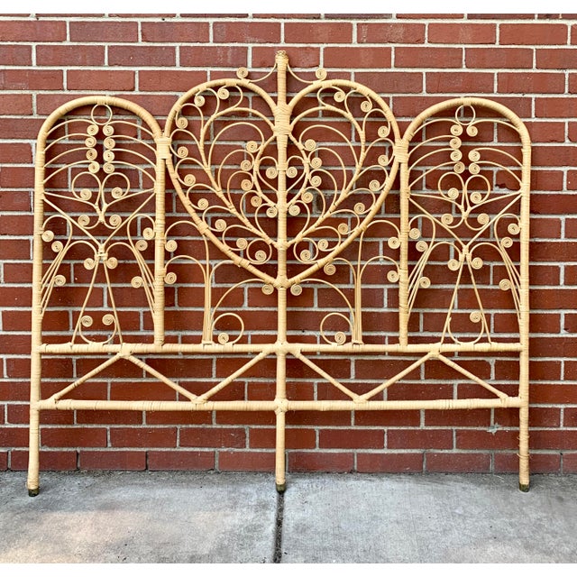 Vintage Full Peacock Wicker Headboard Chairish