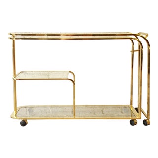 Milo Baughman for DIA Expandable Brass and Glass Bar Cart For Sale