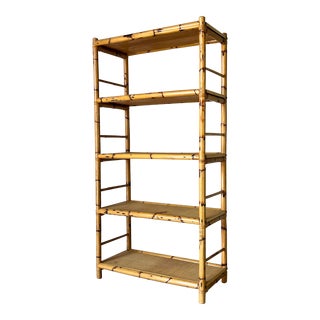 Vintage Dal Vera- Style Bamboo and Rattan Bookcase For Sale