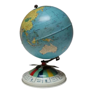 Vintage Magnetic Air Race Tin Litho Globe by Replogle