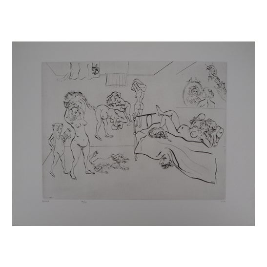 Mordecaï Moreh, Women Bathing, Etching For Sale