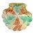 Vintage Murano Mosaic Green White Orange Stripes Gold Flecks Italian Art Glass Seashell Dish Bowl For Sale