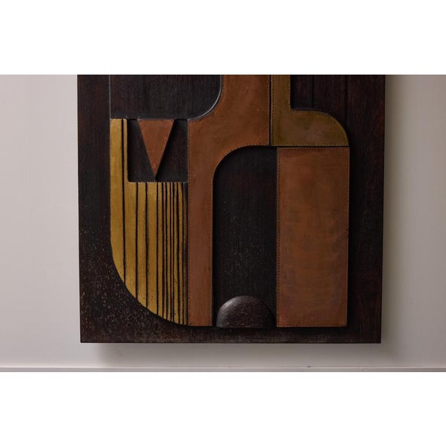 Nerone Ceccarelli, Large Abstract Sculpture: SC3, 1983, Brass, Copper & Wood For Sale - Image 4 of 16