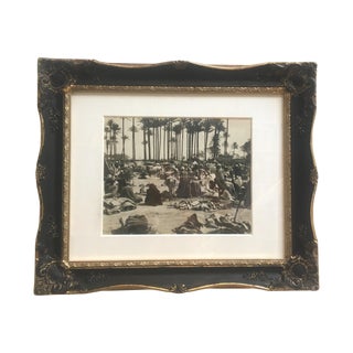 1925 "Merchants at Market in Giza Egypt" Sepia Photograph by Galloway Agency, Framed For Sale