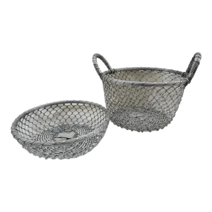 Set of 2 Vintage French Aluminum Baskets
