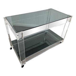 Acrylic and Smoked Glass Trolley, 1970s For Sale