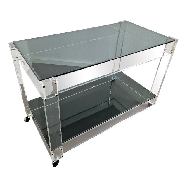 Acrylic and Smoked Glass Trolley, 1970s For Sale