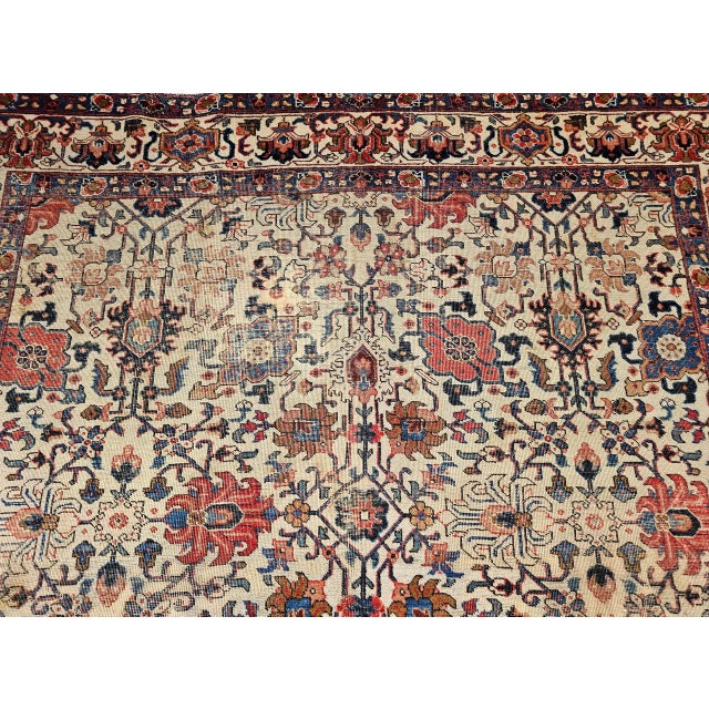 Vintage Tabriz Rug, Hand-Knotted Wool, Allover Geometric Pattern, Ivory & Blue, 8x10 For Sale - Image 13 of 18