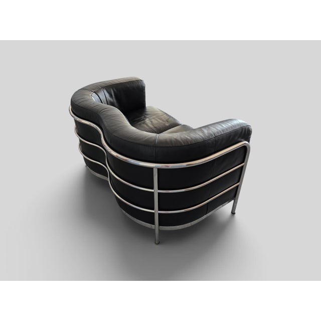 Italian Onda Black Leather Sofa by De Pas, Durbino and Lomazzi for Zanotta, 1995 For Sale - Image 6 of 18