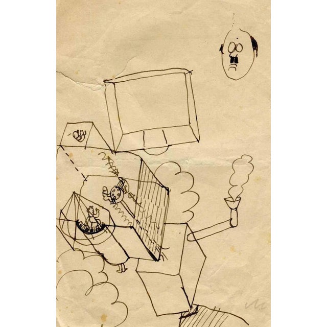 The Factory is an original drawing in ink realized by Mino Maccari in the mid-20th Century. Good condition. The artwork is...