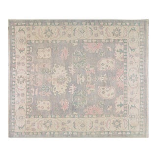 1970s Oushak Hand Knotted Rug With Organic Wool and Soft Texture,8'5"X10' For Sale