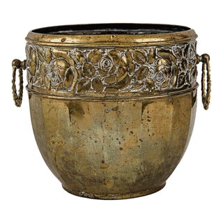 Antique Art Deco Jugendstil Brass Jardiniere Planter Cachepot c.1920 For Sale