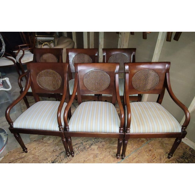 Late 20th Century Set of 6 Federal Style Mahogany Cane Back Dining