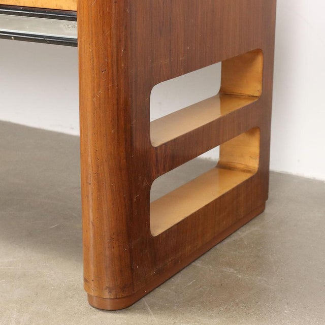 Vintage Walnut and Brass Cabinet from Palazzi Dellarte Cantù, Italy, 1940s For Sale - Image 11 of 14