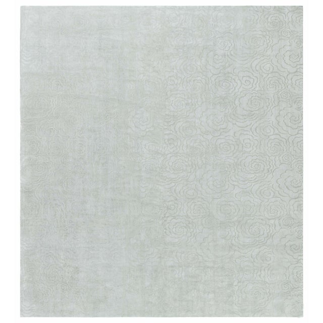 Contemporary Camelia Green Handmade Silk Rug by Doris Leslie Blau For Sale
