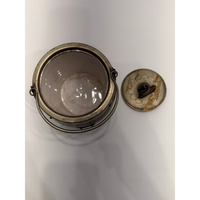 Victorian Antique English Oak & Silver Plate Biscuit Barrel For Sale - Image 3 of 3