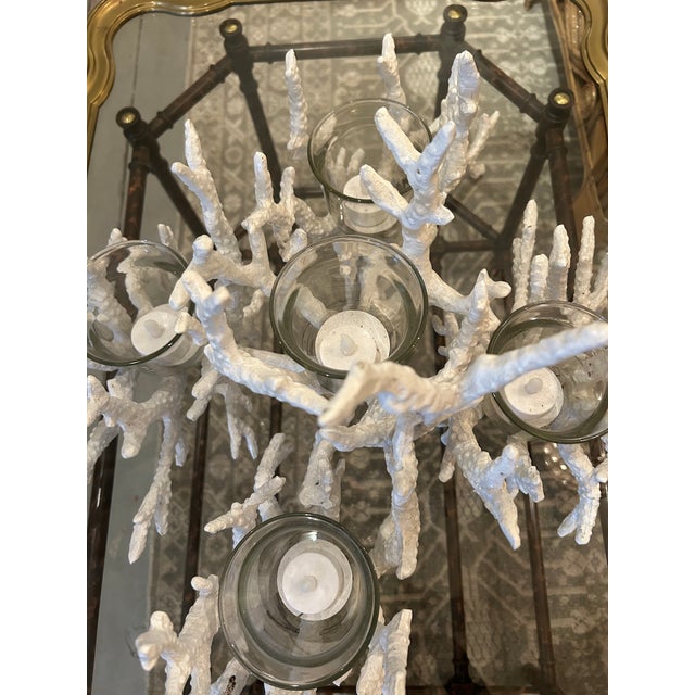 Vintage Painted Iron Faux Coral Candle Holder Centerpiece For Sale - Image 10 of 12