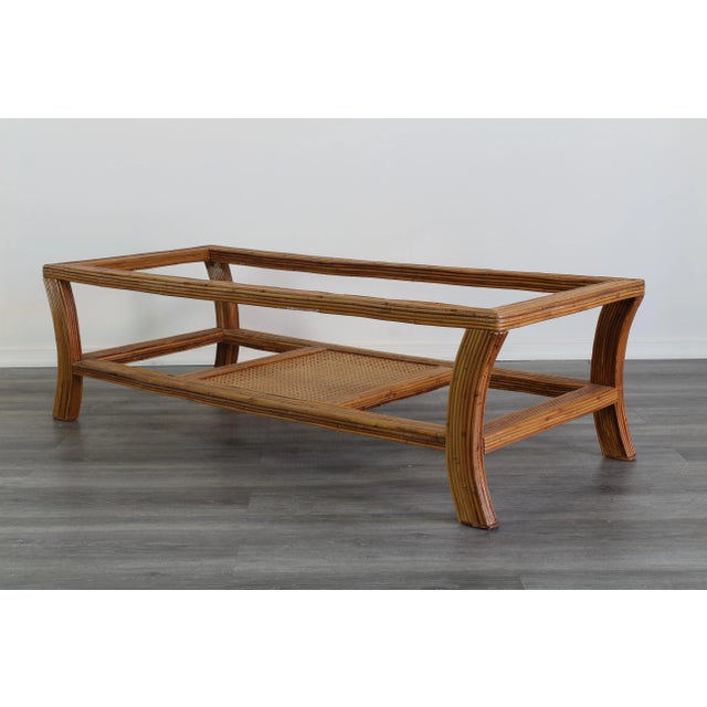 Vintage Pencil Reed Two Tiered Coffee Table For Sale - Image 9 of 11
