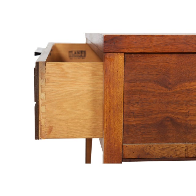 Pair of Lane Tuxedo Walnut and Rosewood Inlaid Bowtie End Tables, Circa 1960s For Sale - Image 9 of 18