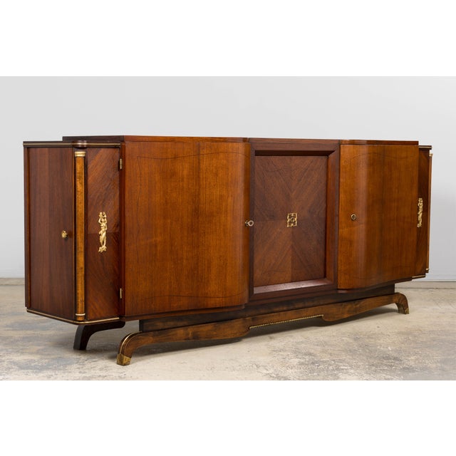 1930s French Parisian Art Deco Walnut Sideboard For Sale - Image 10 of 17