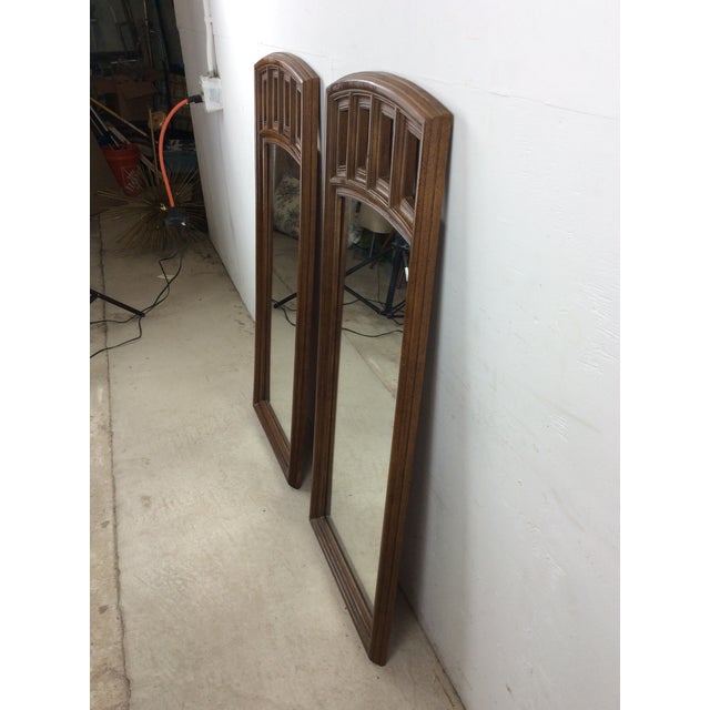 Pair of Mid Century Modern Mirrors With Arch Top Wood Frame For Sale - Image 12 of 18