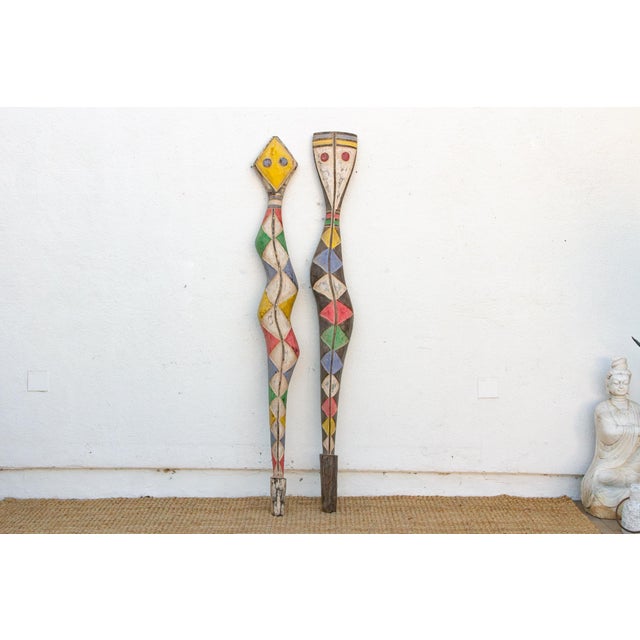 Pair of African Bwa Sun & Serpent Tall Totem For Sale - Image 11 of 11