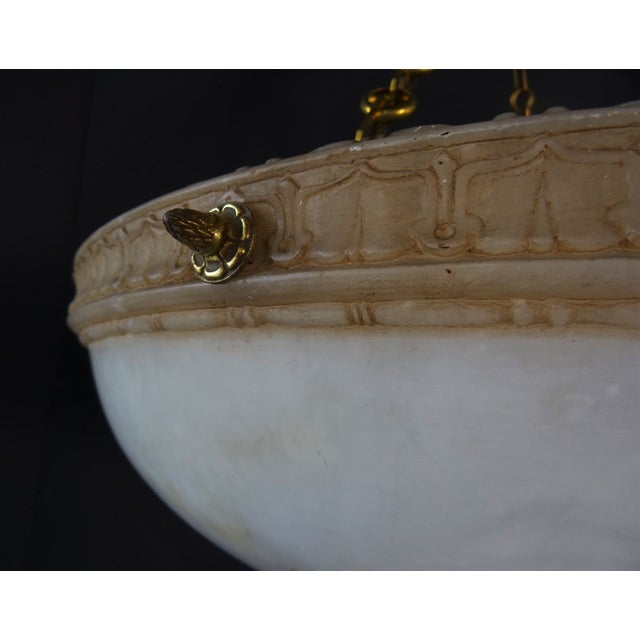 Large Vintage Pendant Chandelier in Alabaster, 1930s For Sale - Image 11 of 14