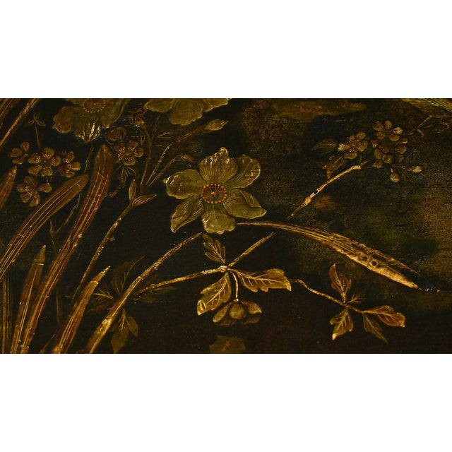 Lacquered Wood Tea Table with Asian Decorations For Sale - Image 5 of 18